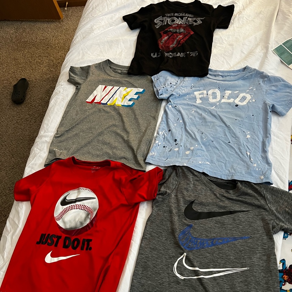 Nike size 4/5t polo 5t & rolling stone tee 4t
